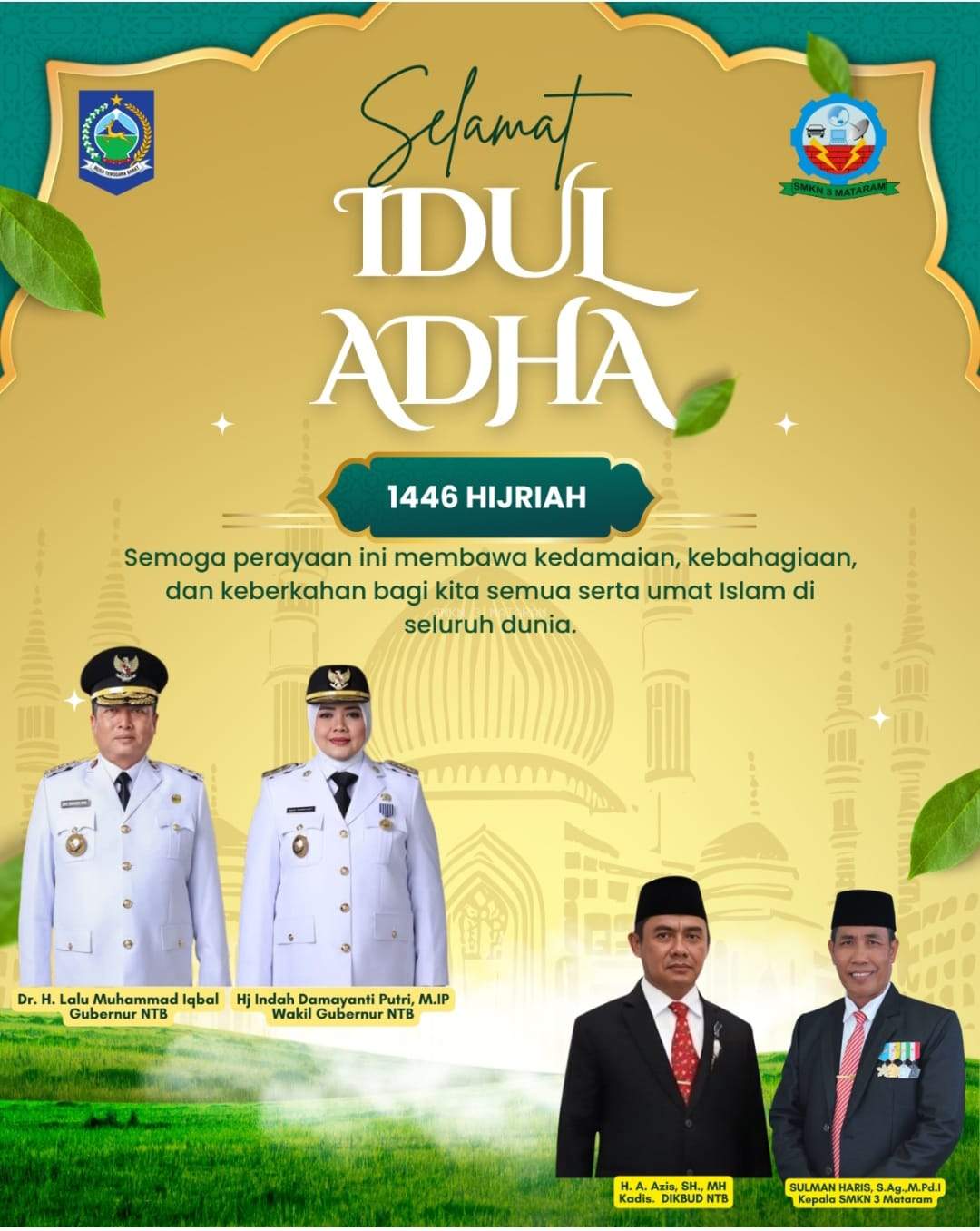 SMK Negeri 3 Mataram Mengucapkan Selamat  Idul Adha 1446 H